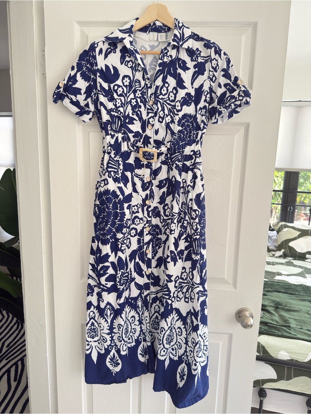Joie White and Navy Floral Shirt Dress